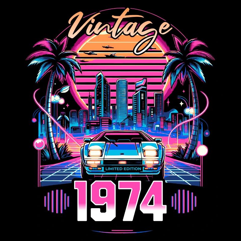 Synthwave Aesthetic 1974 50. Geburtstag