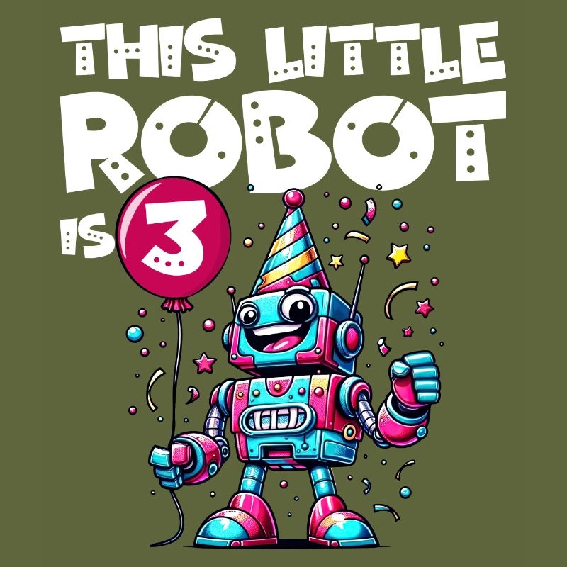 3rd Birthday Robot Child 3 Years Old