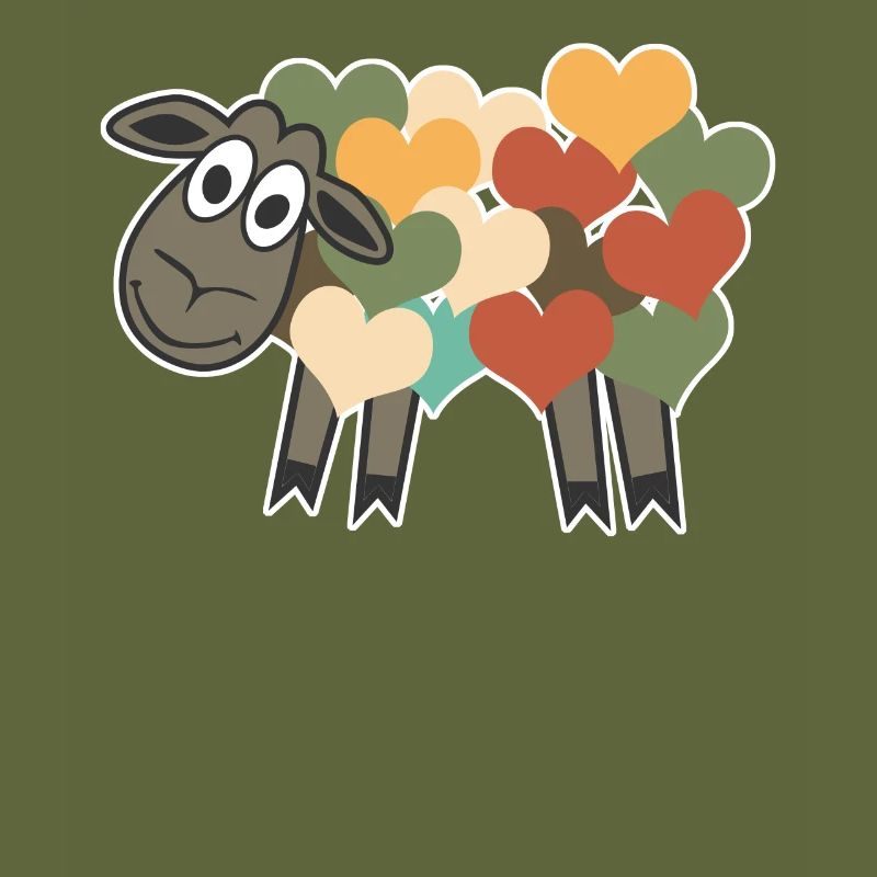 Sheep Retro Hearts
