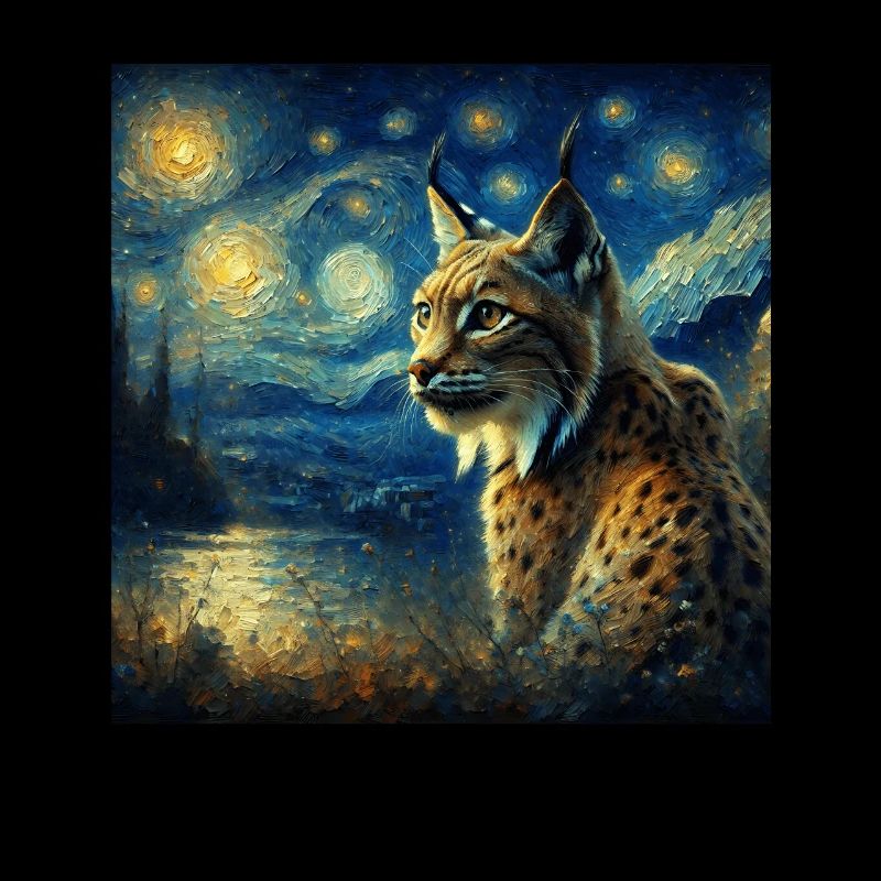 Iberian lynx Starry Night