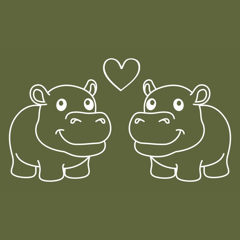 Nilpferd Comic Tier Paar Liebe