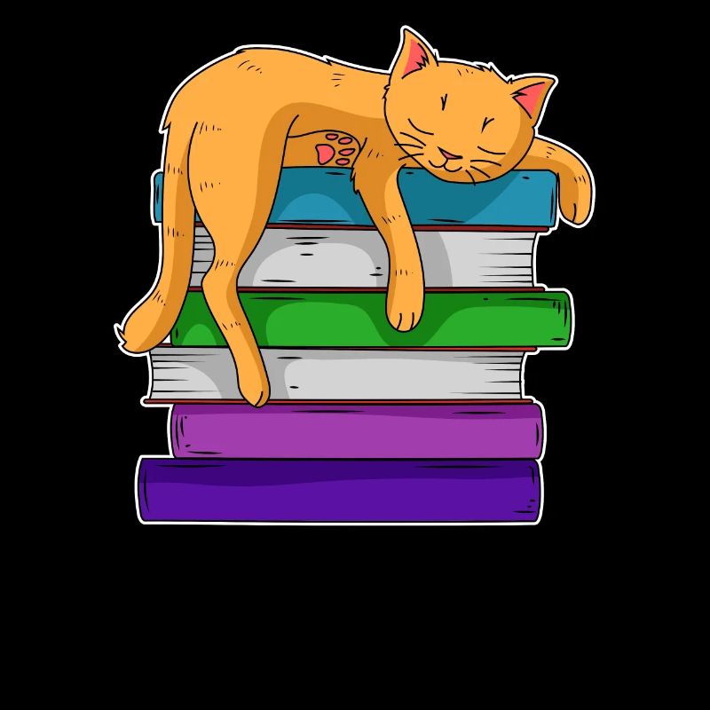 Cat On A Stack Of Books - Cat Reading