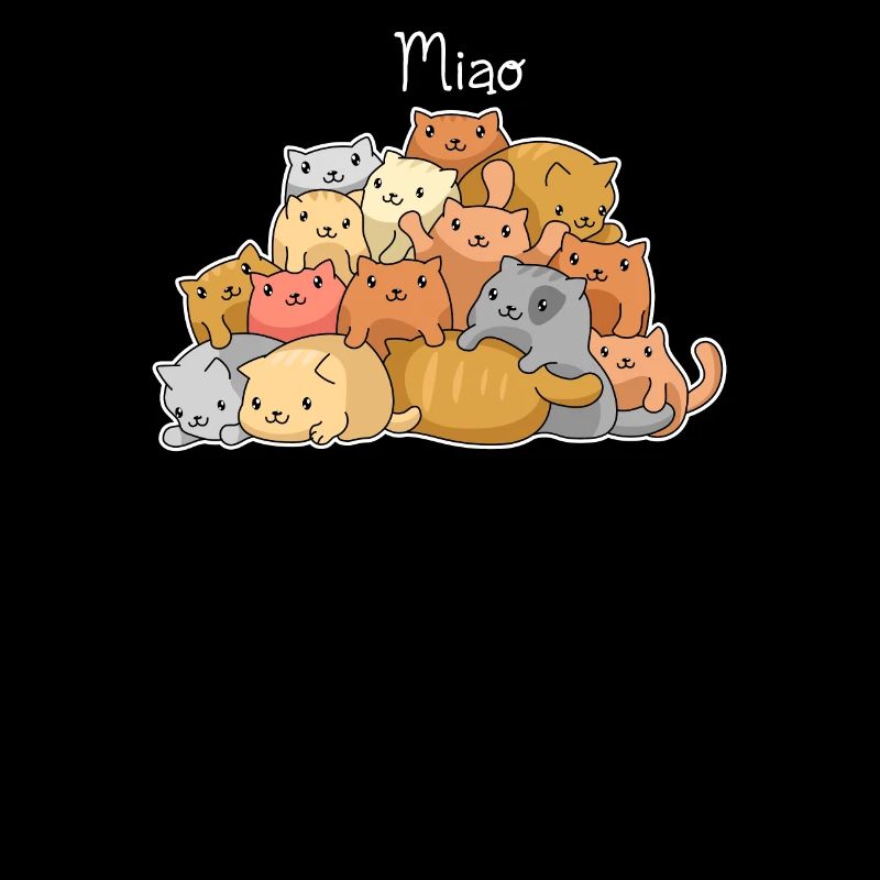 Tas de chats mignons dans un style kawaii - kawaii