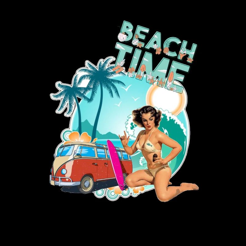 Beach time surfer pin up