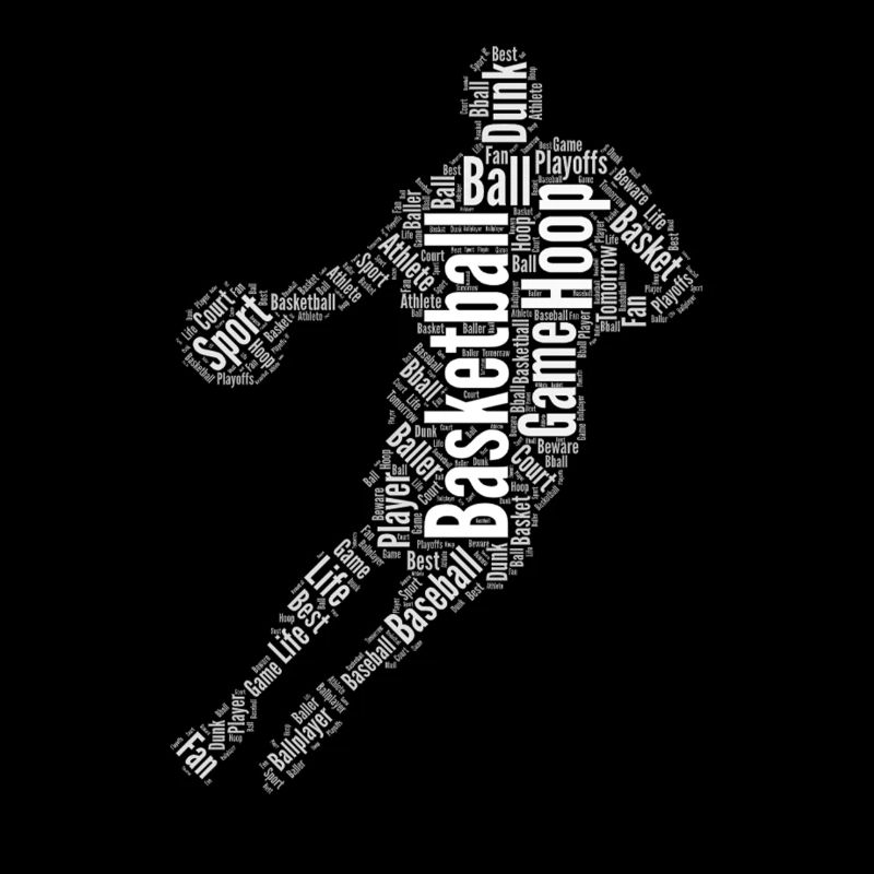 Joueur de basket-ball Word Shape Boy White