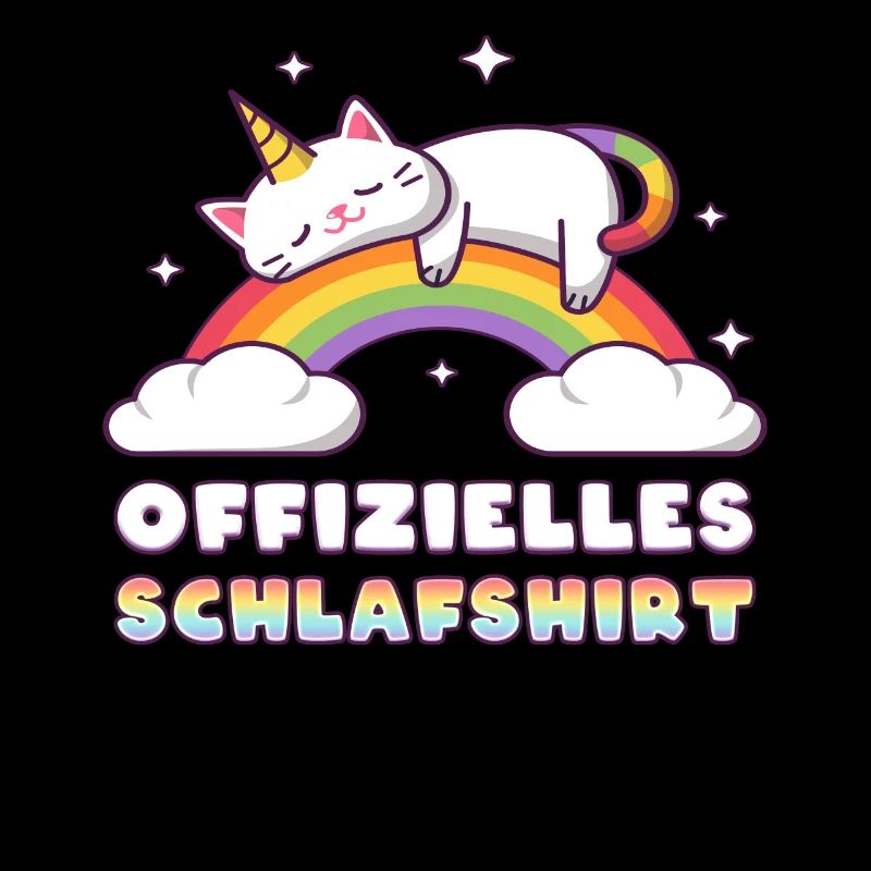 Offizielles Schlafshirt, Einhorn-Katze, Regenbogen