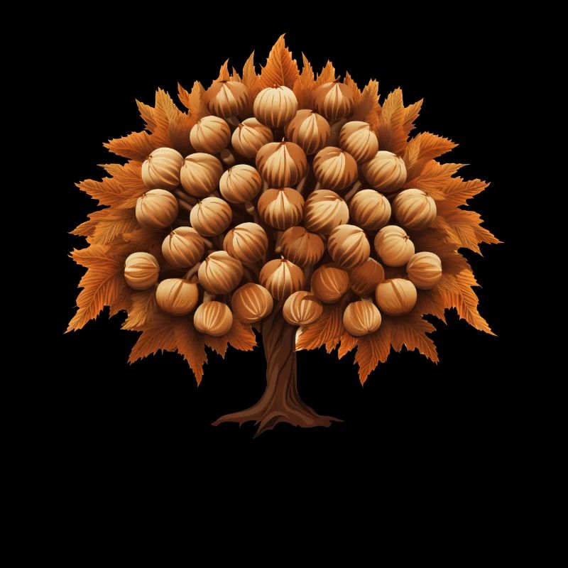 Autumn's Melancholy: Brown Chestnut Tree