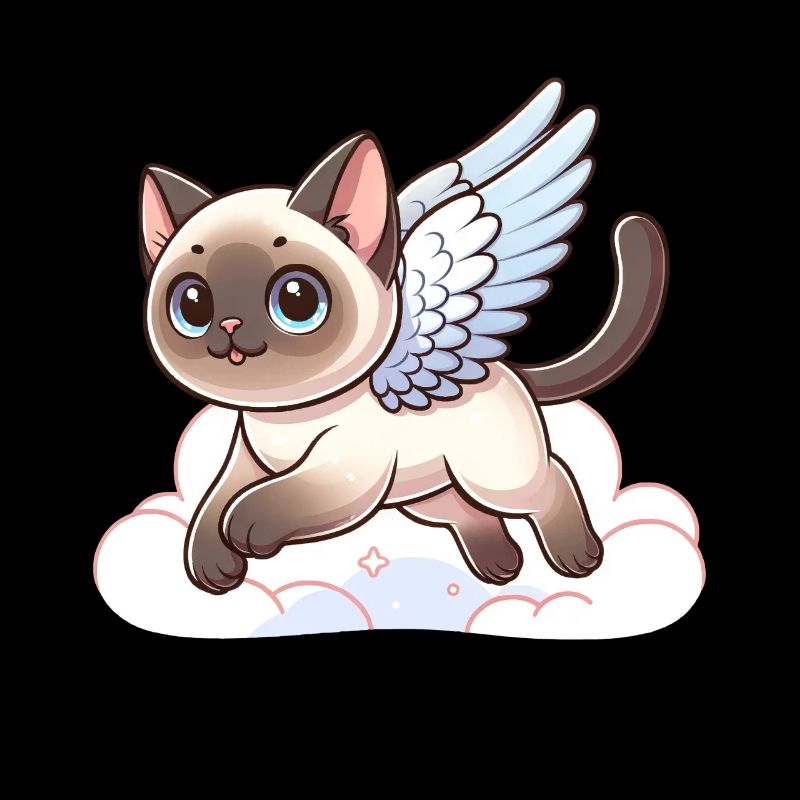 Siamese Cat Angel Celestial Wings