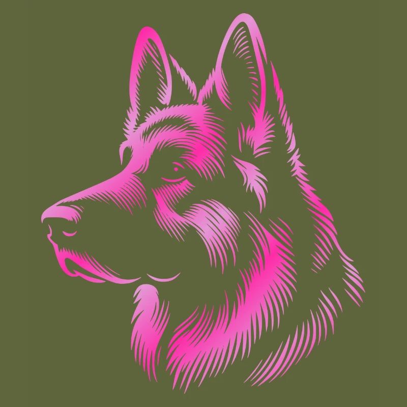 German Shepherd head pink