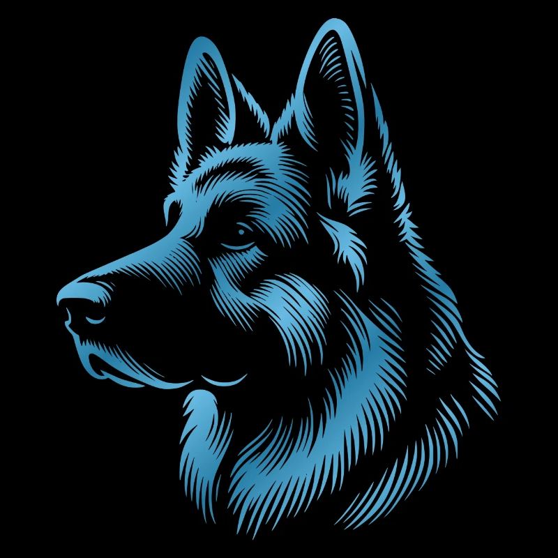German Shepherd Head Blue