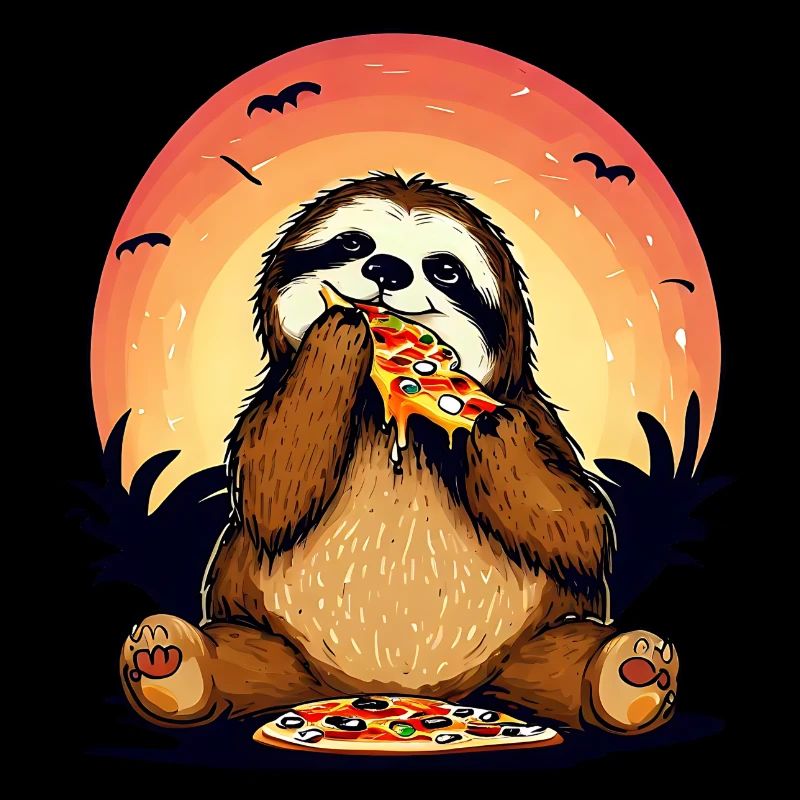 Pizza sloth in the sunset