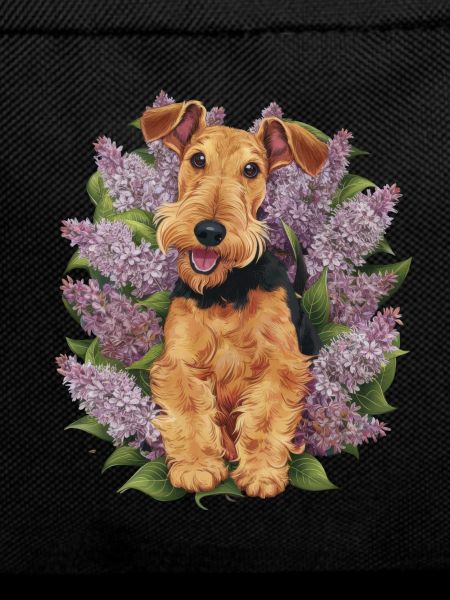 Cute Airedale Terrier with lilac