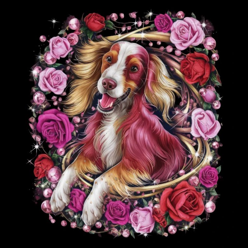Cartoon Irish Setter with Roses