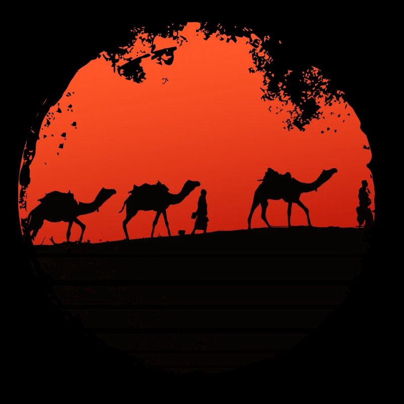 Camels in Desert