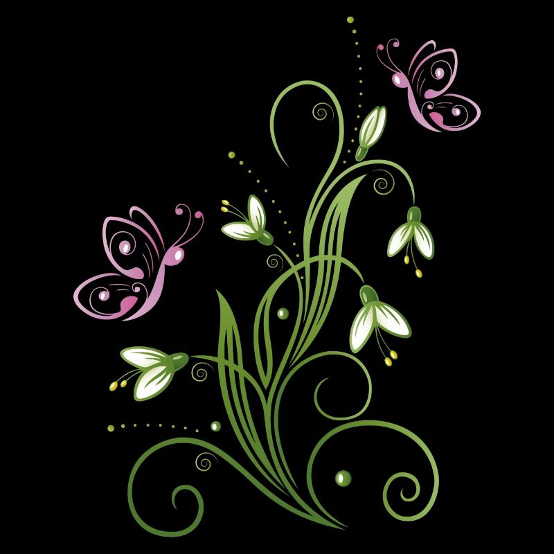 Snowdrop Flowers with butterflies.