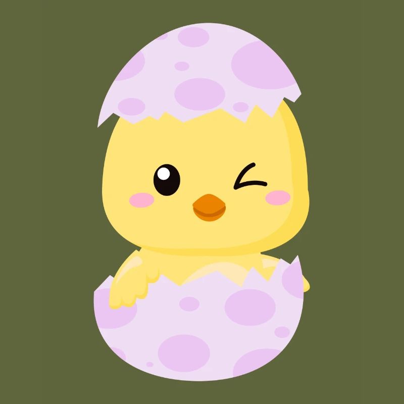 Cute little chick in an egg shell