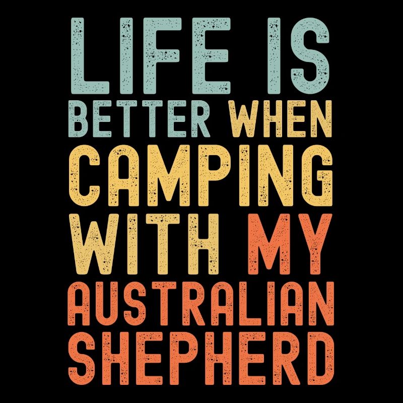 Australian Shepherd Camping retro vintage