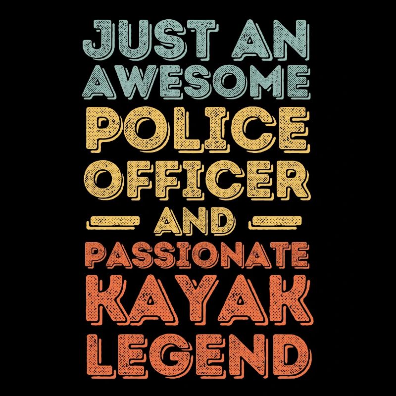 Policeman kayaking retro