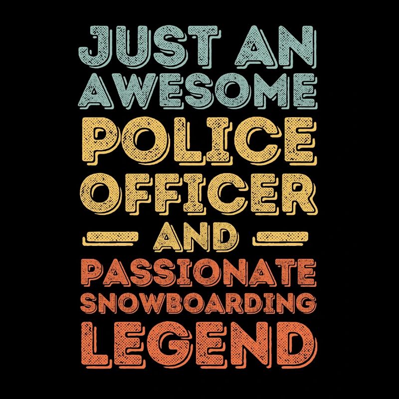 Policeman Snowboarding retro