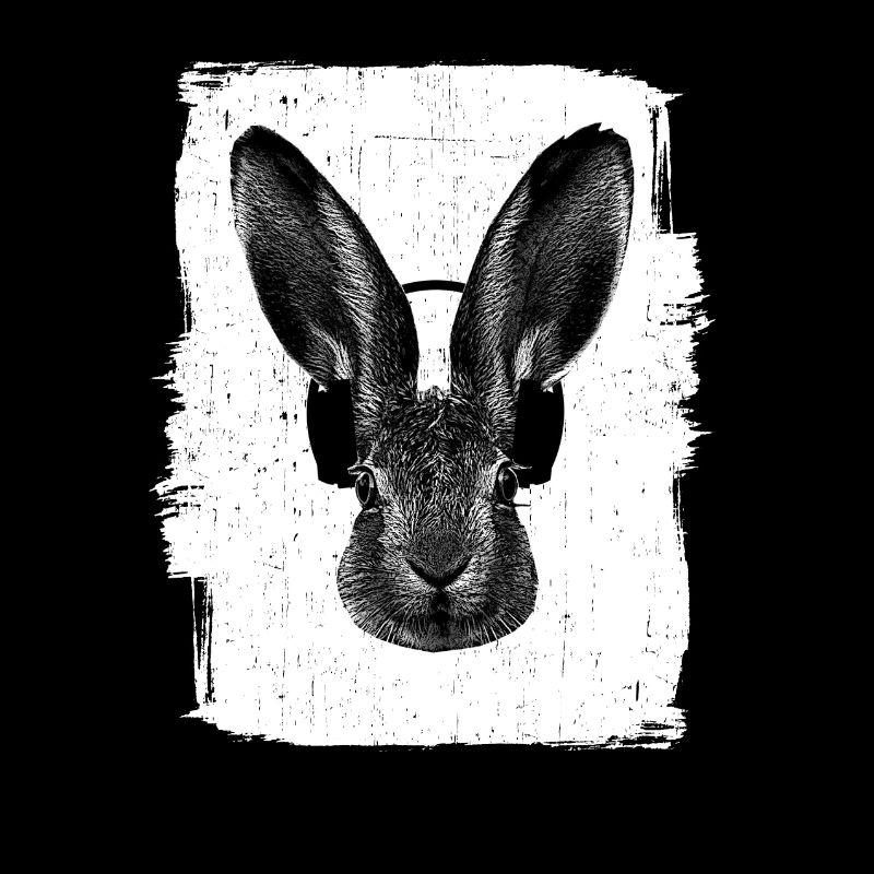 Lapin avec écouteurs