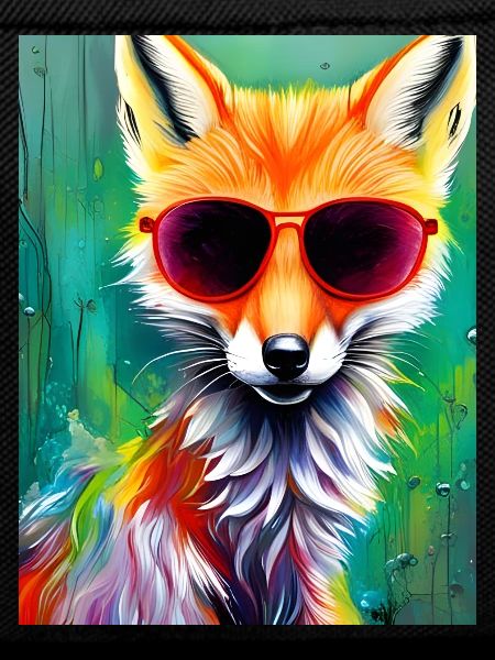 Neon fox with red sunglasses