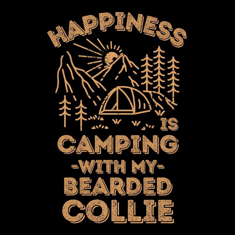 Camping with bearded-collie