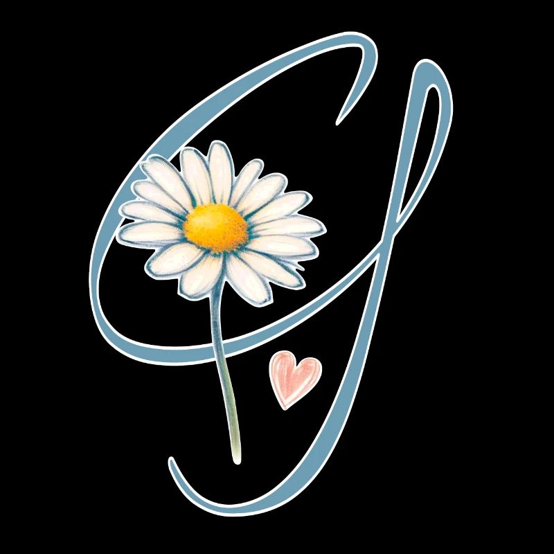 Letter G Daisy Heart