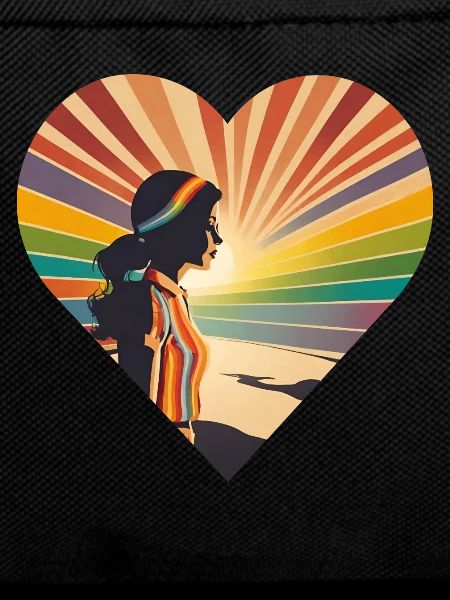 Regenbogen Retro, Frau im Herz , Einzigarting