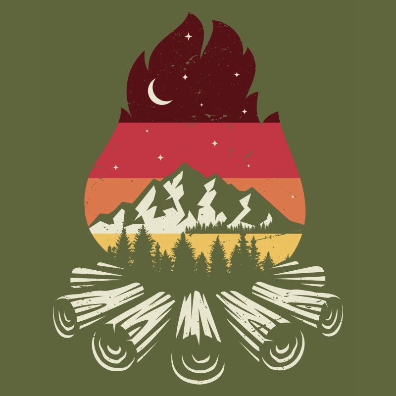 Campfire Sunset Pines