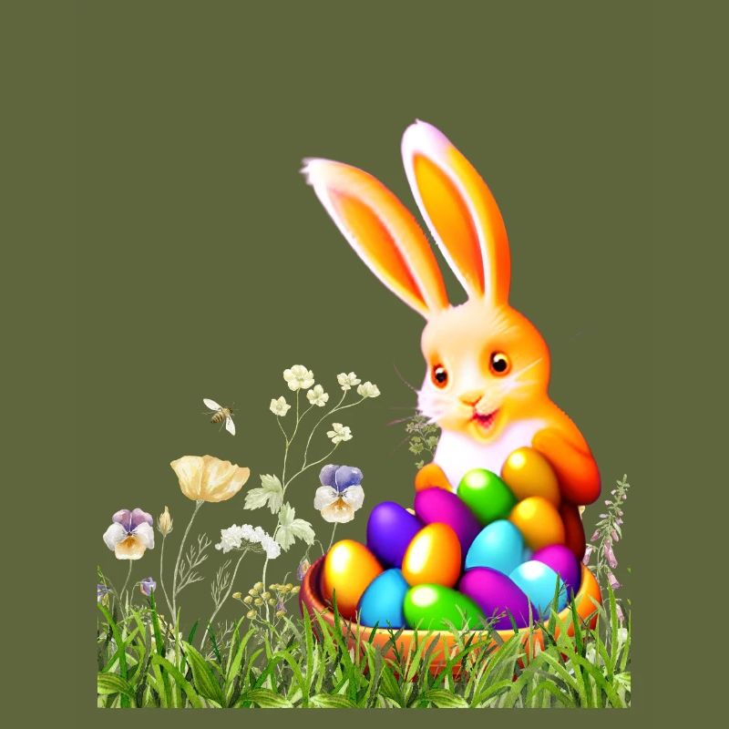 Easter bunny with colorful eggs