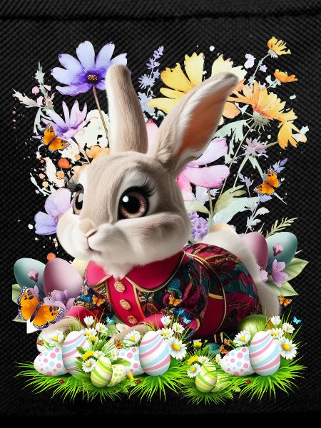 Osterhase im Blumenfeld