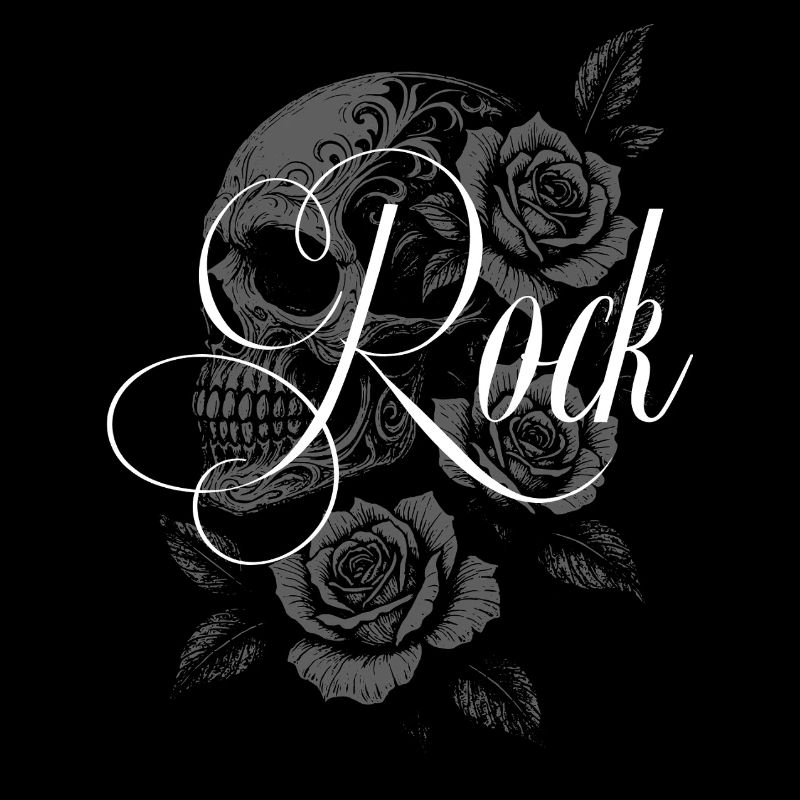 Gothic Rose Skull Rock Graphic