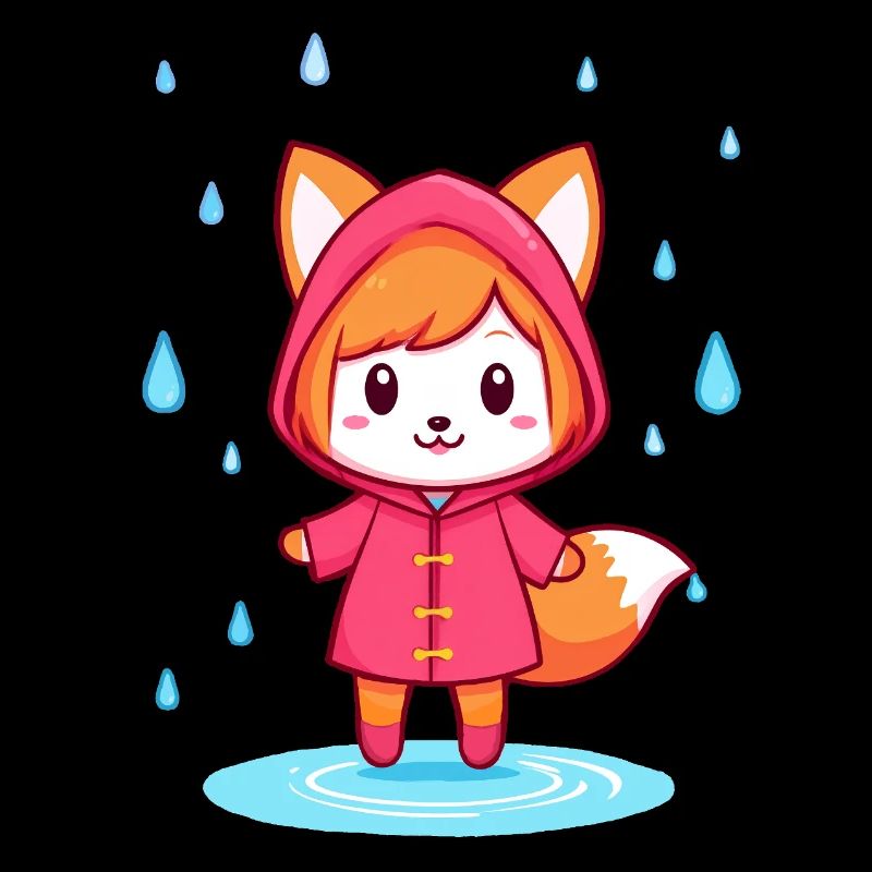 Little Chibi Fox in Raincoat