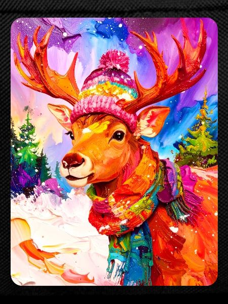Reindeer with bobble hat
