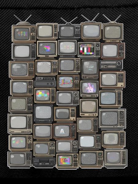 Retro Fernseh-Stack Collage