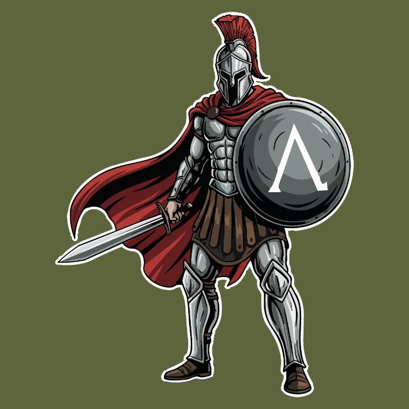 Hoplite Spartan Lambda Shield Sword Mascot