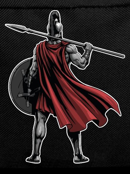 Spartan Back Spear Shield Mascot Fitness