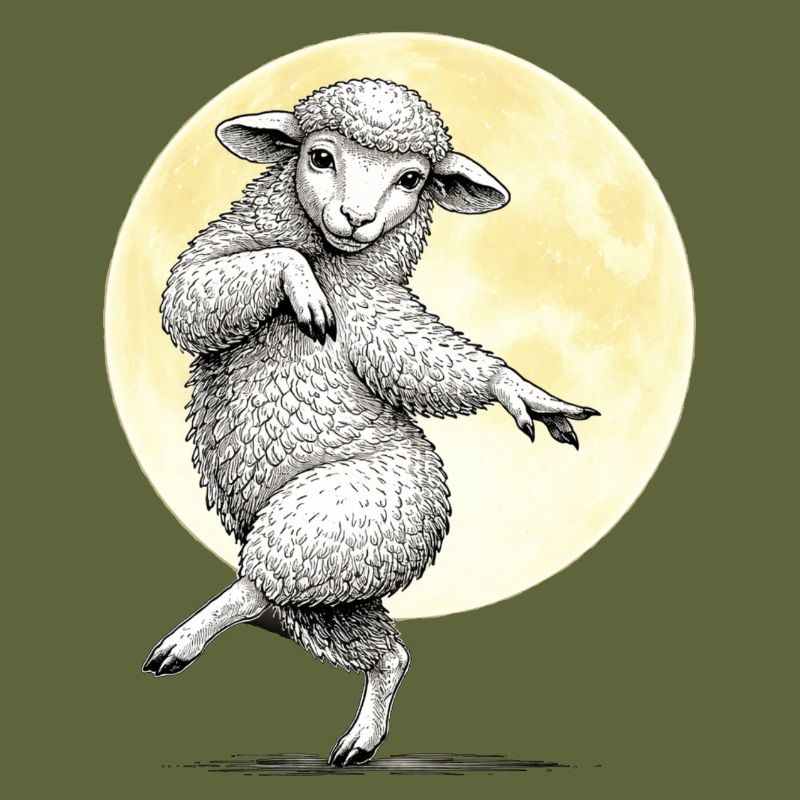 Moon Dancing Sheep Illustration