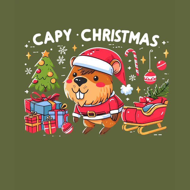 Capybara Weihnachtsbaum Weihnachtsmann