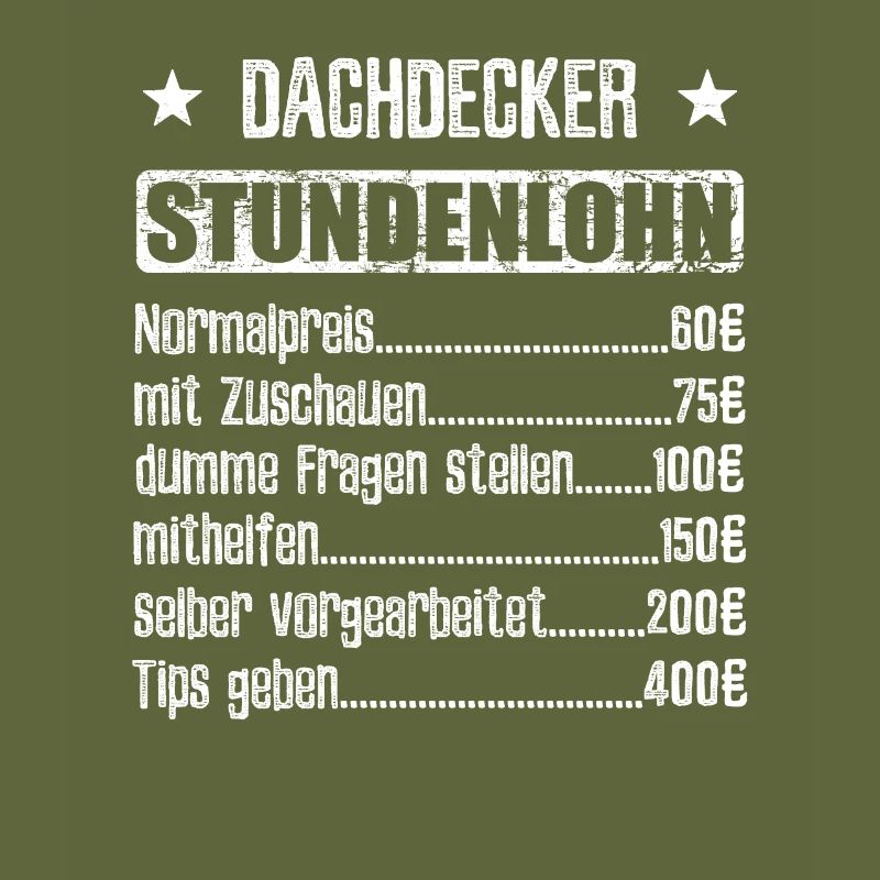 Stundenlohn Dachdecker - Beruf - Spruch