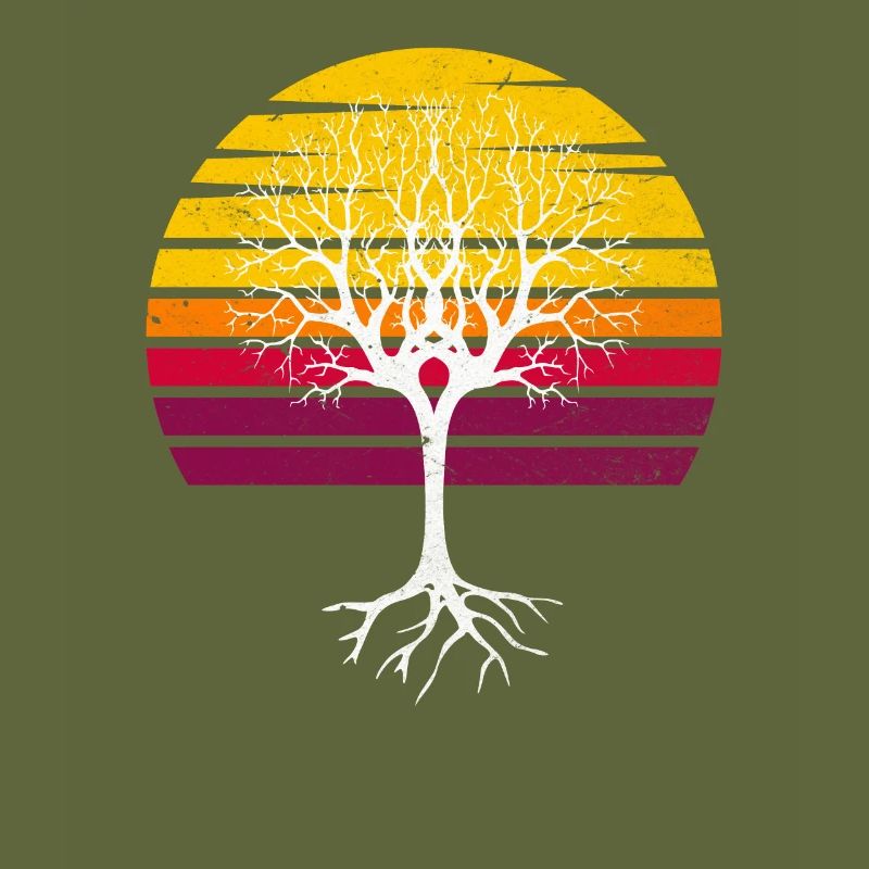 Retro Sun Tree Arbor Day