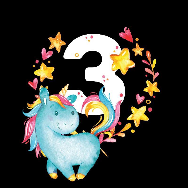 Geburtstag 3 Jahre Junge Mädchen Zahl Drei Einhorn