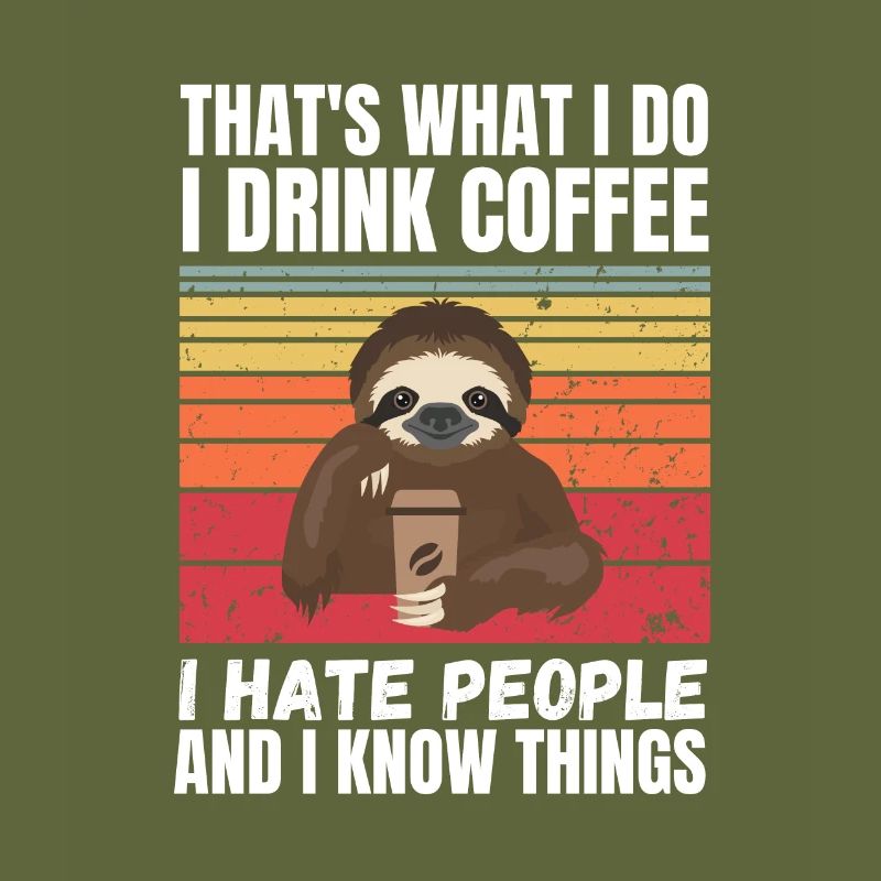 Faultier I Hate People Retro