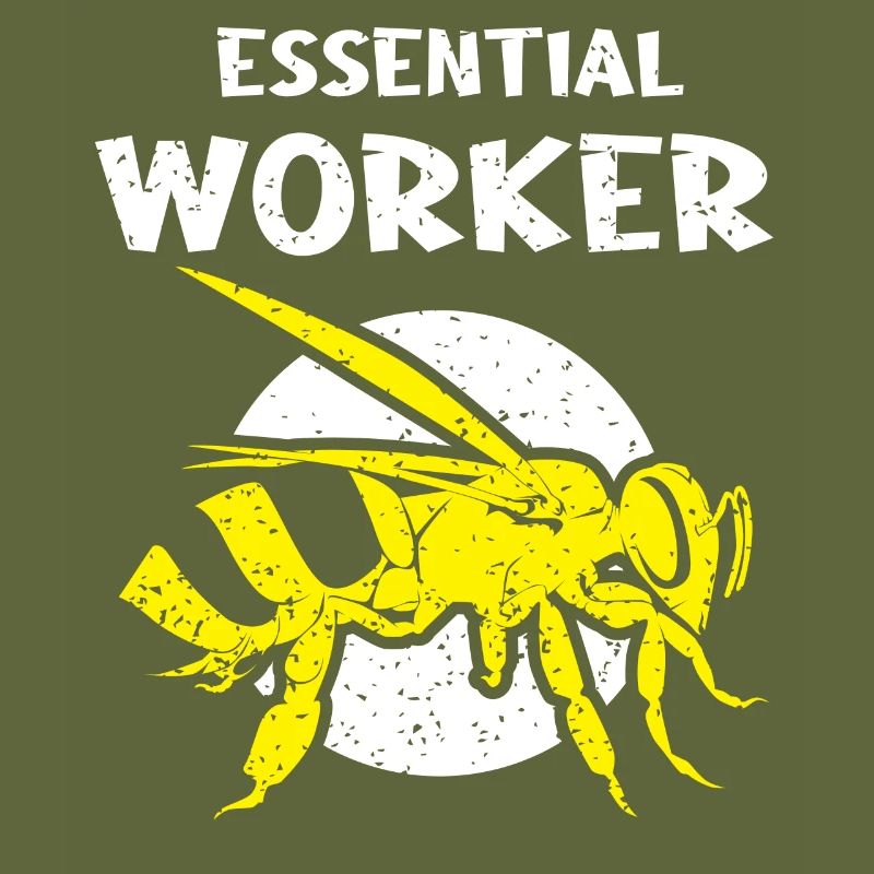 Essential worker, bee, beekeeper, honeycomb
