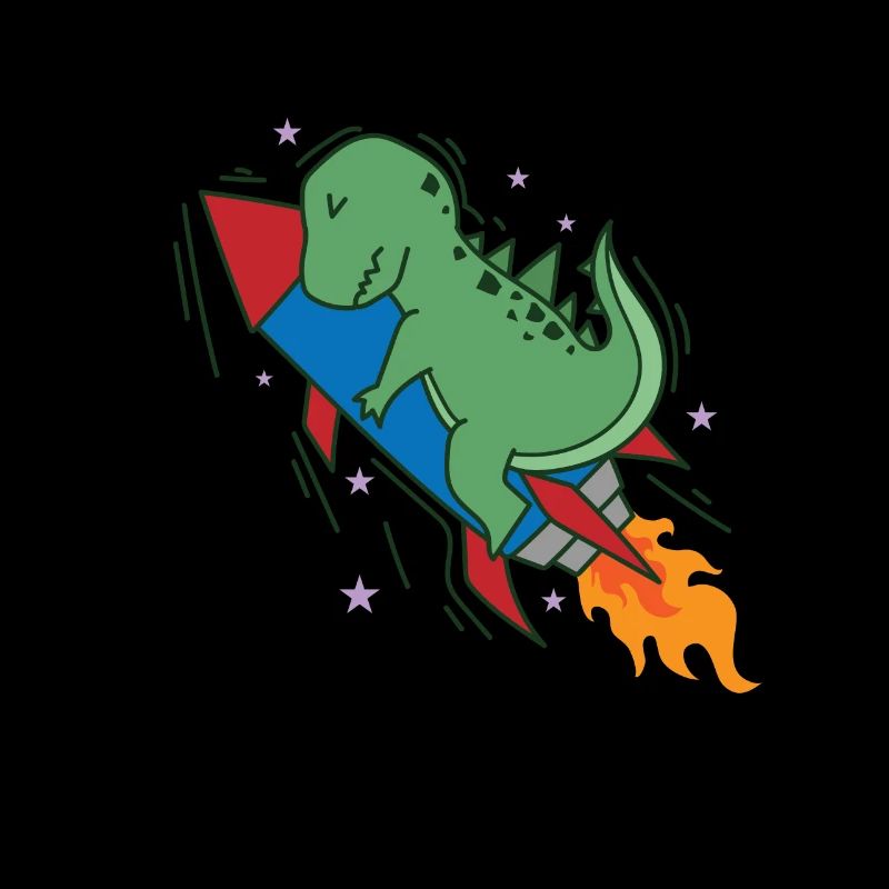 Dino auf einer Rakete Dinosaurier Reptil
