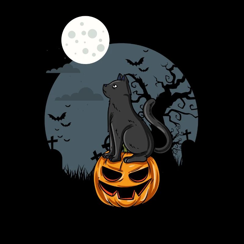 Black cat on pumpkin