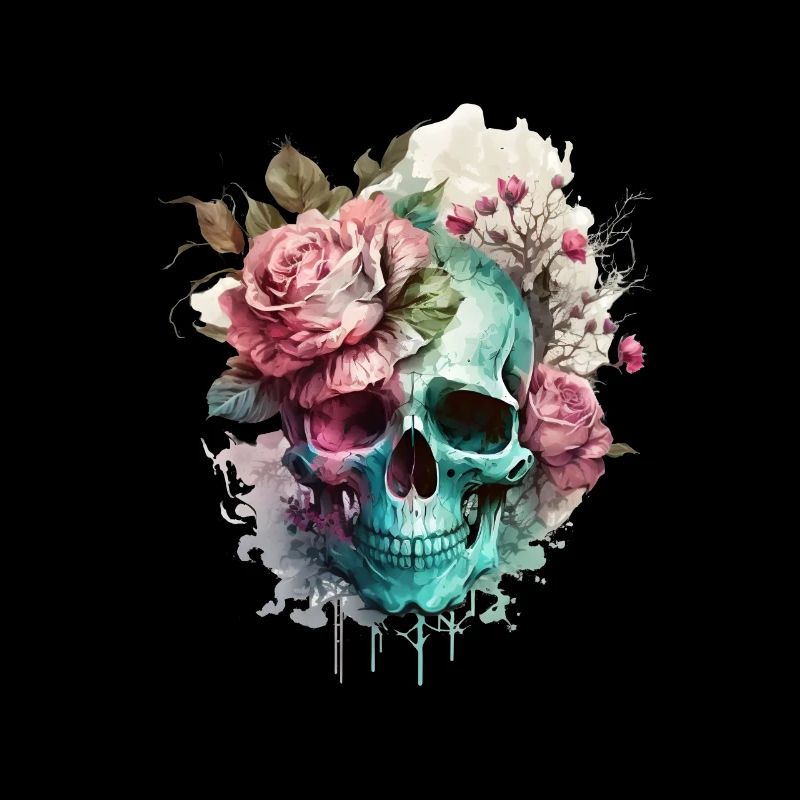 Skull and crossbones with roses - Skull Dia De Los Muertos