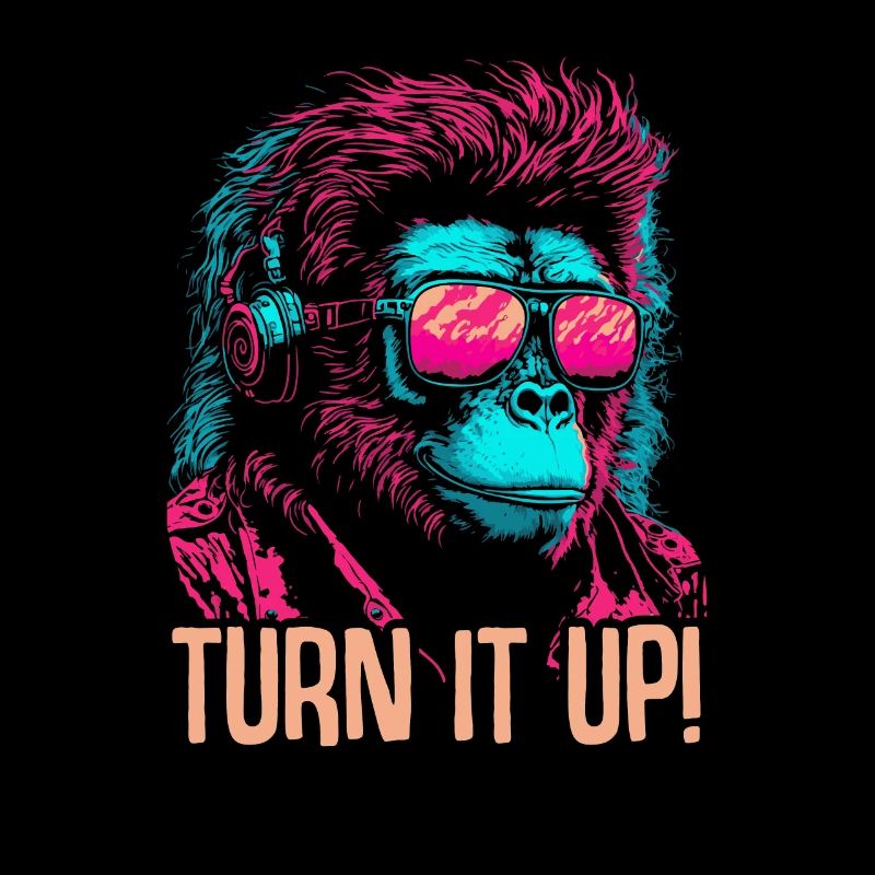 Affe DJ Sonnenbrille Kopfhörer Schimpanse Bunt