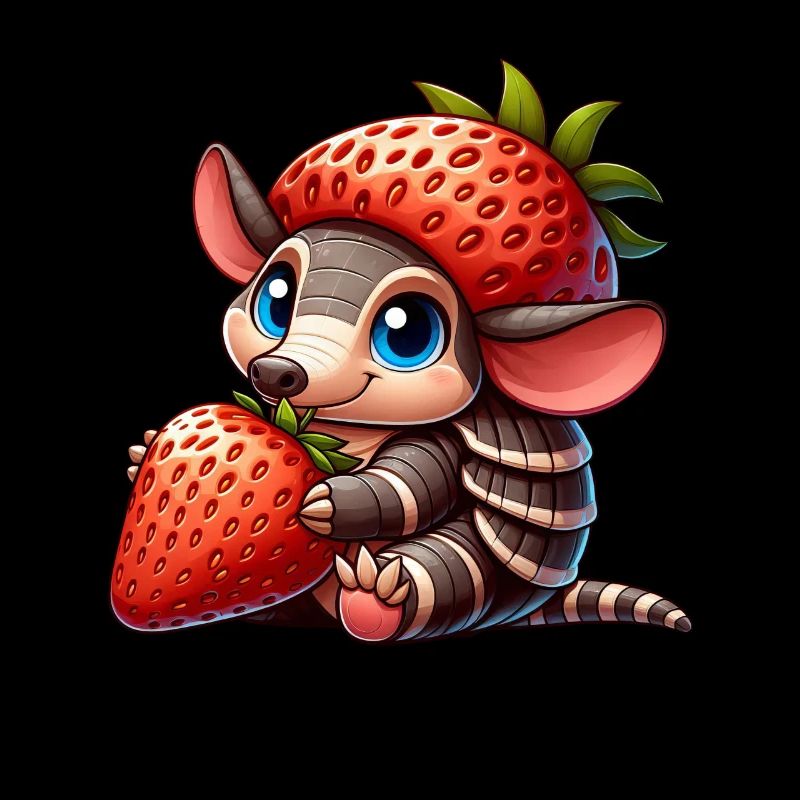Whimsical Armadillo Strawberry Fruit Cute Design