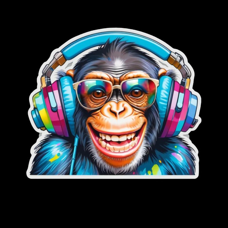 Singe cool avec des écouteurs et des lunettes de soleil